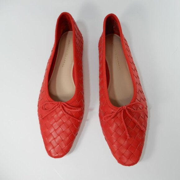 Loeffler Randall Landry Woven Ballet Flats Size 9 Red Leather Bow NEW $350 - Picture 7 of 16